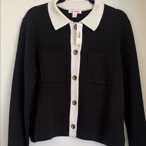 NWT Joe Fresh Women's Black and Cream Cardigan